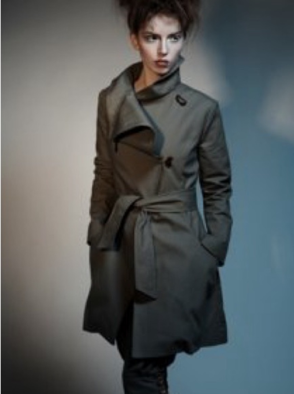 ELROY Coat Asymmetrical Collar Trench Green 100% Organic Cotton - Made in 🇨🇦